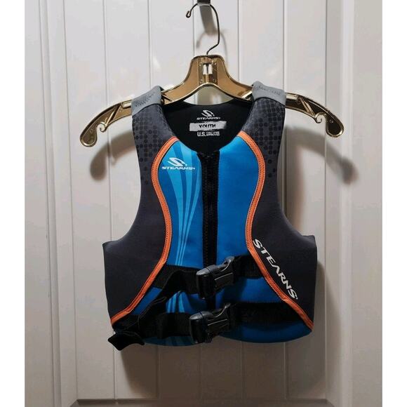 STEARNS Youth Boating Vest 50-90 lbs - Aqua Blue Type III PFD Ski Vest - Picture 1 of 5